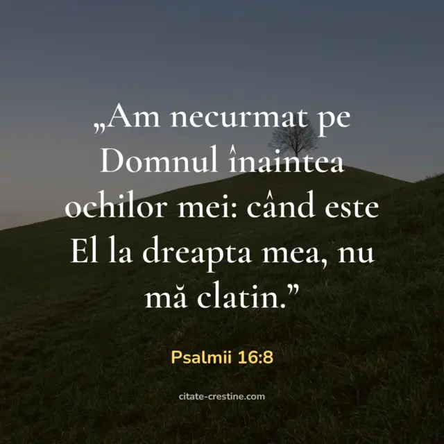 „Am necurmat pe Domnul înaintea ochilor mei: când este El la dreapta mea, nu mă clatin.” — Psalmii 16:8